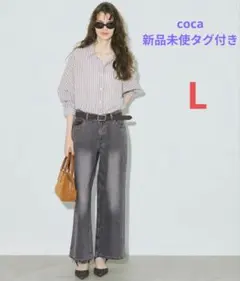【新品未使タグ付き】coca　ローライズワイドデニム　Lのサムネイル