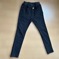 ドット柄ロングパンツ ブラック140 キッズパンツ ウエストゴムパンツ ズボン