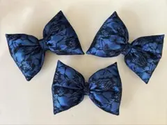青×黒薔薇レース♡盛り髪リボン　J K体育祭　イベント　3点セット