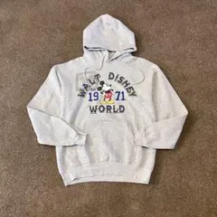ディズニー公式　スウェットパーカ　ミッキー　グレー　US古着　フェード