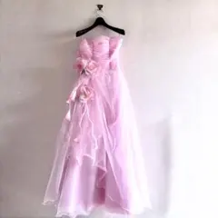 演奏会発表会ピンクフラワー装飾AラインドレスSサイズ結婚式二次会撮影♪