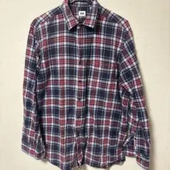 UNIQLO ネルシャツ 長袖 ネイビー/レッド