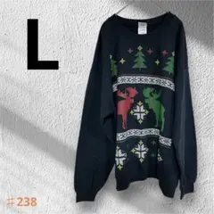 クリスマス ヘラジカ セーター 黒　ユニセックス　オーバーサイズ　ゆったり