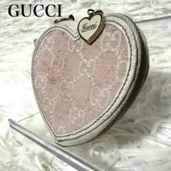 GUCCI コインケース GG柄 キャンバス レザー ピンク ハート コンパクト