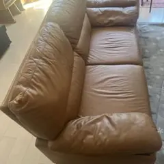 ブラウンレザー 2人掛けソファ