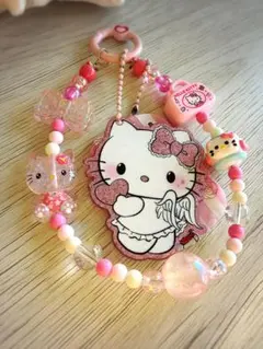 ハローキティ アクリルキーホルダー ビーズ付き/ジャラジャラストラップ