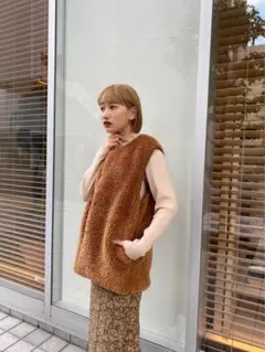 Kastaneブラウンファーベスト リバーシブル