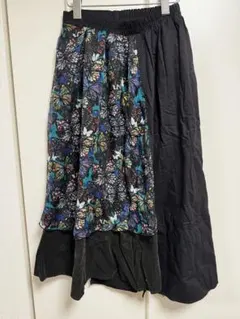 ScoLar ステンドグラス風蝶柄シフォン切替スカートのサムネイル