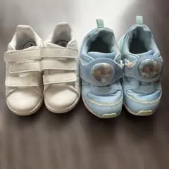 2足セット アディダス スタンスミス 16cm ＆ アナ雪 光る靴 18cm