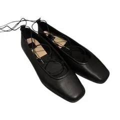 Dolce Vita レザー スクエアトゥ レースアップシューズ ブラック