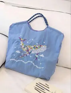 1個 新作クジラ刺繍デザイン 和風 レディース ナイロン刺繍トートバッグ
