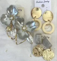 3点セット　638 ハンドメイド　樹脂　金属　ピアス　イヤリング　まとめ売り