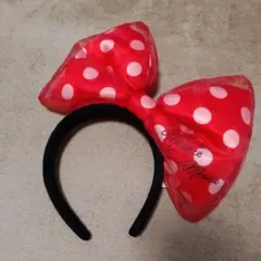 ミニーマウス リボン　カチューシャ ディズニーランド　水玉　赤　美品