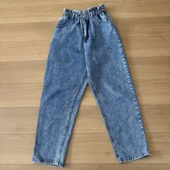 【INGNI】ケミカルウォッシュ ハイウエスト デニムパンツ F ブルー