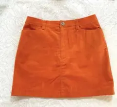コーデュロイ ミニスカート オレンジ色 F