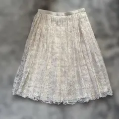 natural beauty アイボリー レース プリーツスカート M 美品