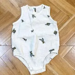 オリーブ柄ロンパース 80 夏　コットン風　韓国子ども服