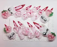 地雷系 量産型 魔法少女 平成女児 Y2K 血みどろ ねこ ピンク ネイルチップ