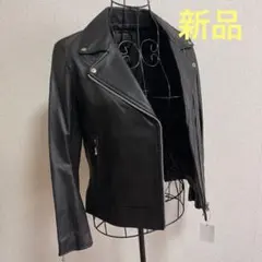 新品ナノユニバースブラックレザーライダースジャケットラム革