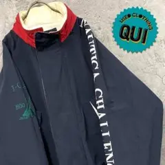 レア 90s古着○ノーティカ 袖刺繍ナイロンジャケット ネイビー メンズ2XL