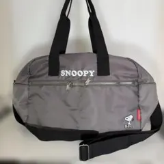 スヌーピー 2WAYボストンバッグ グレー 高密度ナイロン キャリーオン可