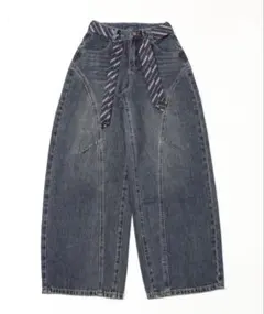 DISPARK タイ付きワイドデニム