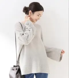 スピックアンドスパン　パフミックス　ニット　ボートネック　ケーブル　ふわふわ