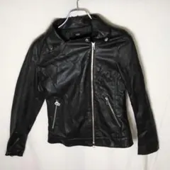 アズール 古着 フェイクレザー ライダースジャケット ブラック 黒