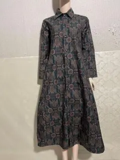 着物リメイクシャツワンピース　大島紬正絹　サイズは最後ベージに書いてあります。