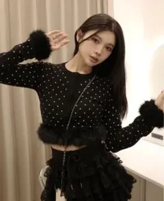 Darch ドットジャガードフェザーニットトップス