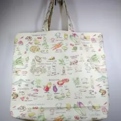 ハンドメイド　大きめ トートバッグ　エコバッグ 料理イラスト柄のサムネイル