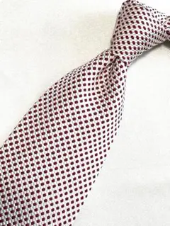 【美品】HUGO BOSS ヒューゴボス ホワイトレッド ネクタイ シルクのサムネイル