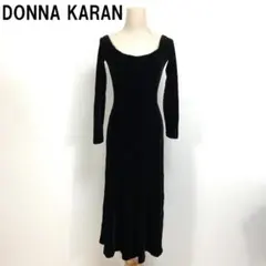 A7439 ダナキャラン ロングワンピース ベロア 長袖 フレア 黒