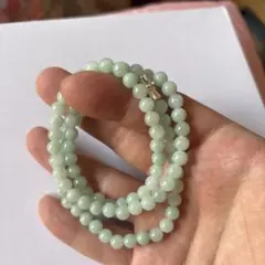 翡翠ビーズネックレス 無処理無染色天然石本翡翠A貨　緑