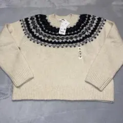 新品未使用★UNIQLO フラッフィクルーネックセーター　フェアアイル　柄　M