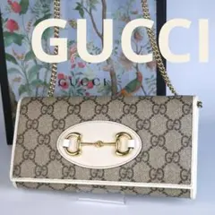 ✨極美品✨GUCCI ホースビット GGキャンバス 長財布 チェーン ゴールド