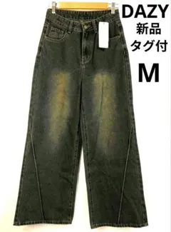 DAZY✨新品タグ付 ハイウエスト ワイドレッグデニムM