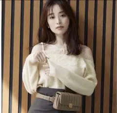 ⭐️12日まで値下げ中⭐️SNIDEL レーストリミングオフショルニットプルオーバー