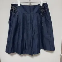 【美品】ネイビー フレアスカート 無地 38 Mサイズ 夏 デート 推し活