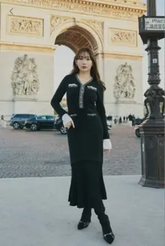 【極美品】Herlipto Mサイズ ニットワンピース ブラック Her lip to ニットワンピース S ブラック レディース : ZOZOTOWN Yahoo