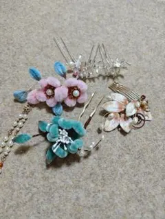 和装小物 髪飾り 花とパール