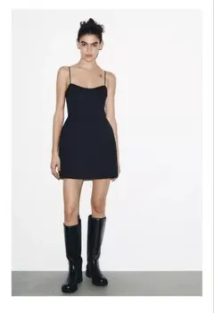 ZARA ショート丈ストラップワンピース　XS 新品未使用