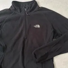 【ノースフェイス】フリースハーフジップブルゾン ブラック L 古着 レディース