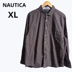 美品◎ノーティカ チェックシャツ 長袖 コットン ビッグサイズ XL 古着