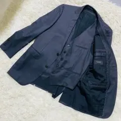 【美品】バーバリーブラックレーベル　シャードストライプ　ジャケット ベスト　黒