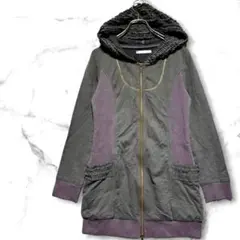 インフラルージュ/グレー フード付き パーカー\新品/ロングパーカー/羽織り