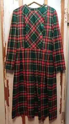 ☆US古着タータンチェックドレス/ワンピース/ウール系