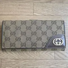 GUCCI グッチ　GGキャンバス 二つ折り財布　長財布　ブラウン　中古のサムネイル
