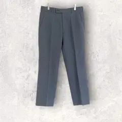 スラックス　ストレートパンツ　グレー　日本製　オフィス　ビジネス　シンプル　M