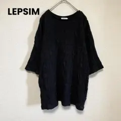 qq164 LEPSIM レプシィム/総レース 5分袖プルオーバー/黒/春夏